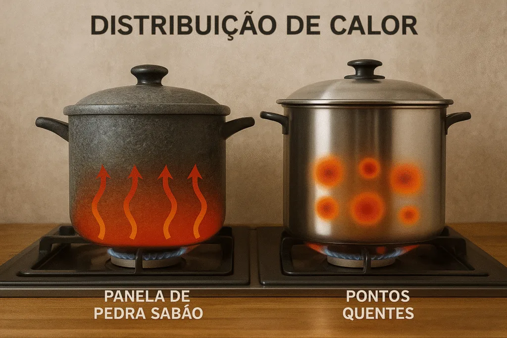 Distribuição Térmica Pedra Sabão vs Aço